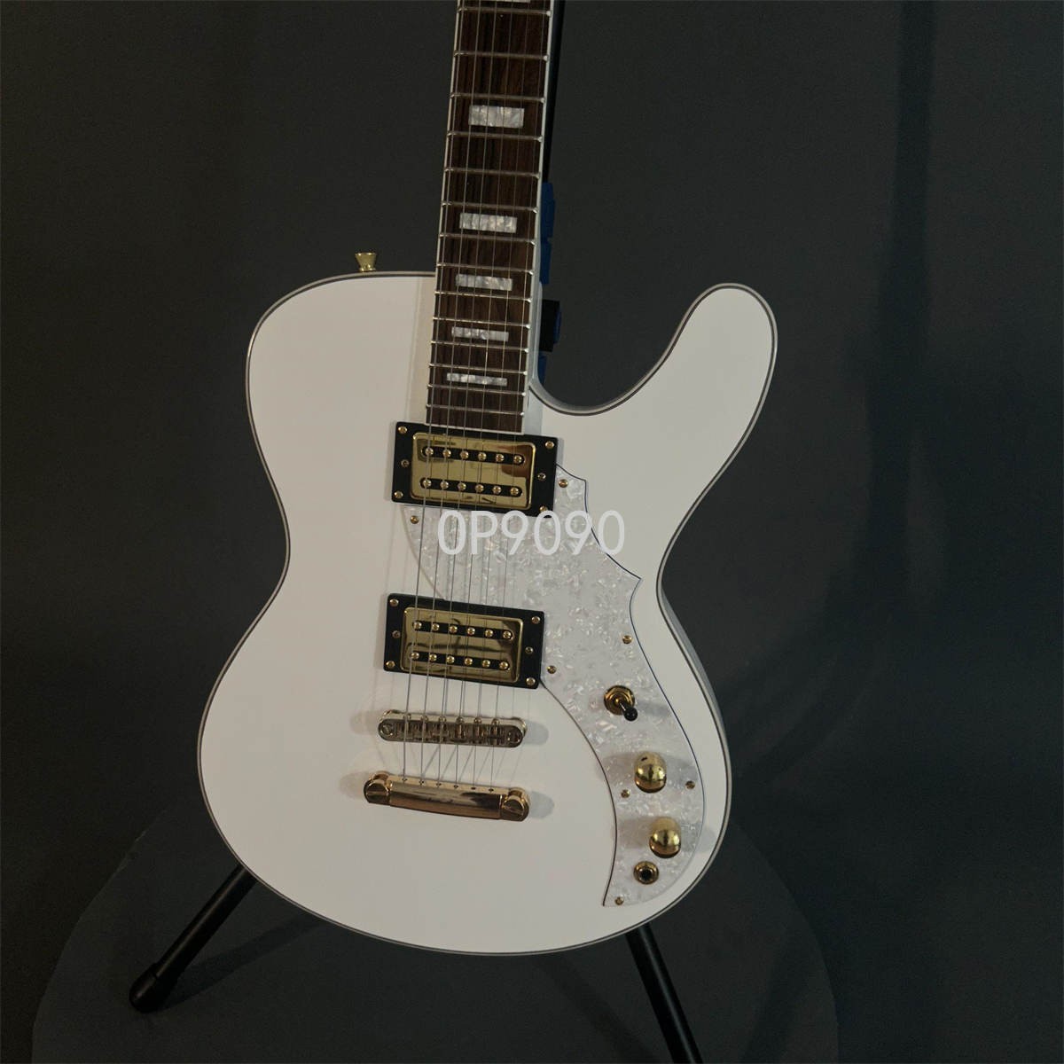 Hot White Color Electric Guitars Gold Hardware Solid Body White Pearls Pickguard