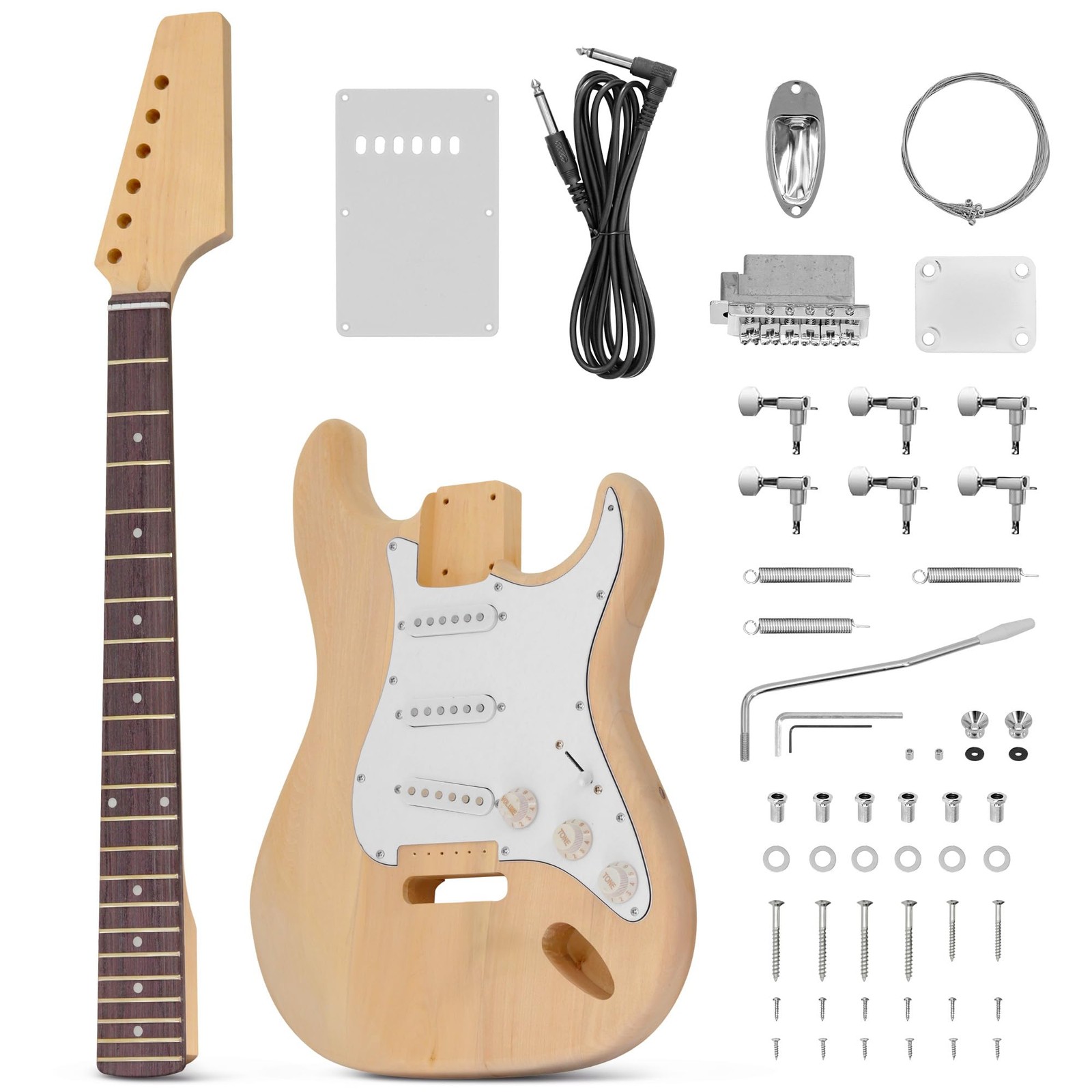 Pyle Unfinished Electric Guitar Kit – You Build The 20 x 25 x 8 cm, Natural