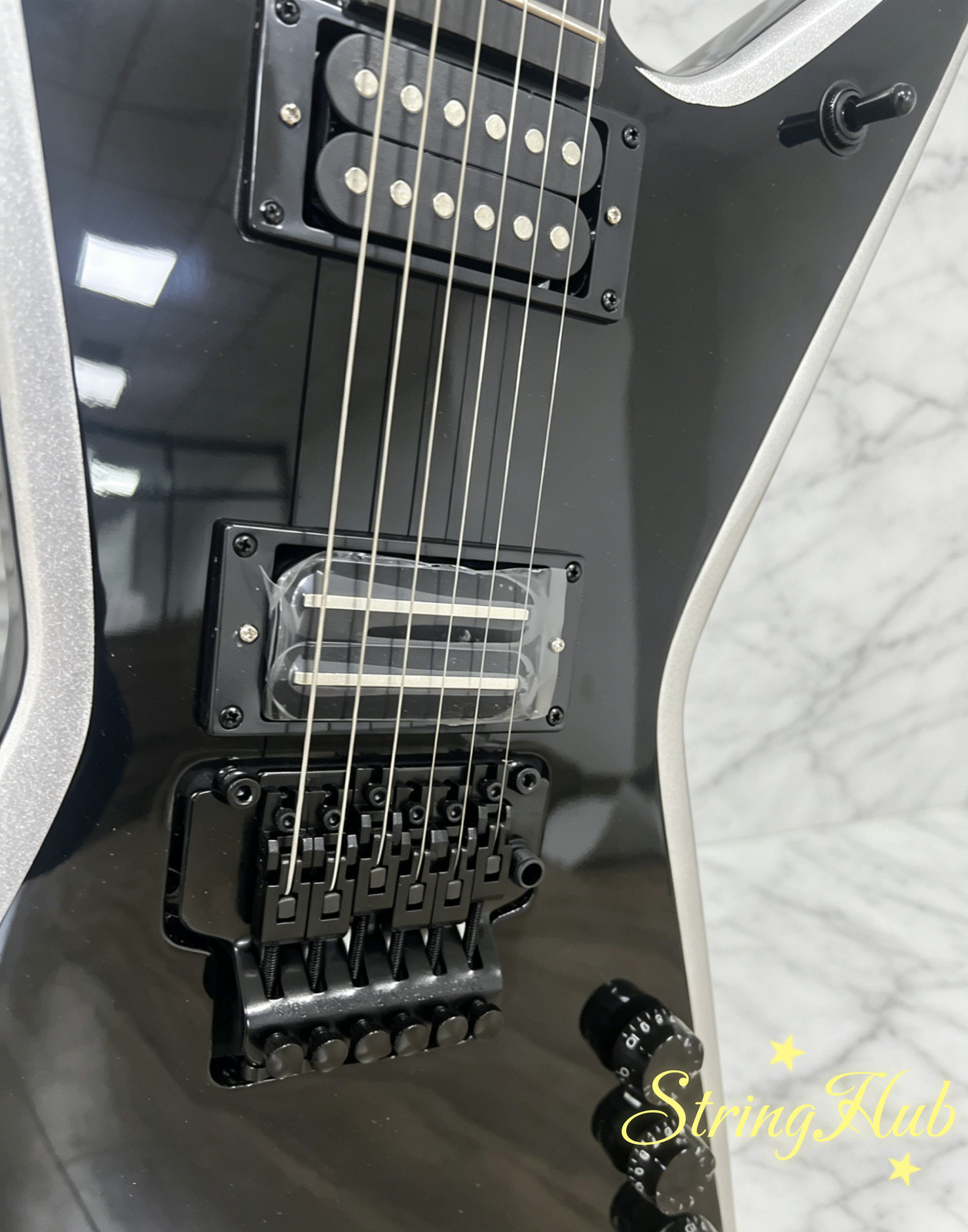 US Washburn Dimebag Darrell Signature Model Electric Guitar Black Silver Bevel