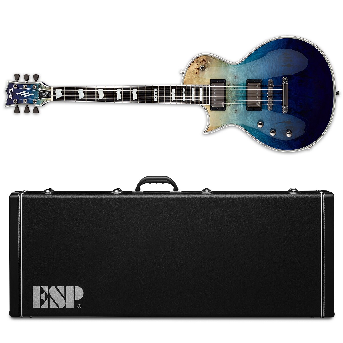 ESP E-II Eclipse LH Blue Natural Fade Left-Handed Electric Guitar + Hard Case