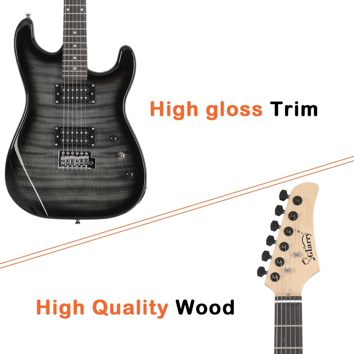 Glarry Full-Size Electric Guitar Starter Package with 20-Watt Amp and Accessorie