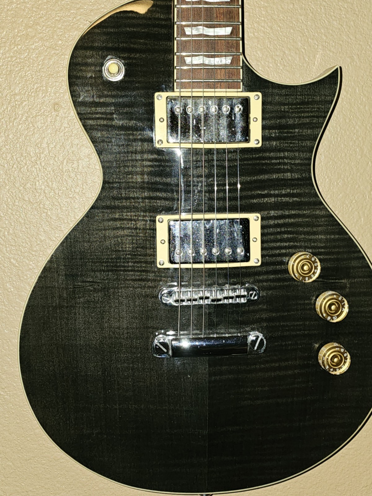 ESP LTD EC-256FM Electric Guitar Flame Maple Top Black Ser.# RS17070914, paint