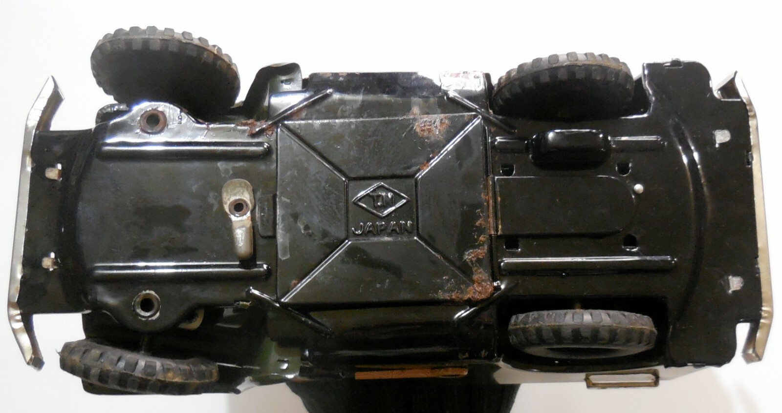 VINTAGE large TIN TOY ANTI AIRCRAFT JEEP T.N NOMURA JAPAN 1950s BOXED