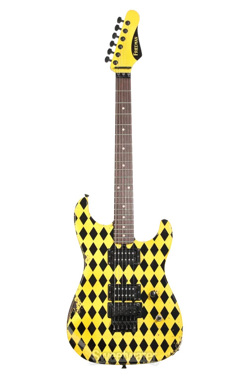 Friedman Cali Electric Guitar – Graffiti Yellow/Black Diamonds, Medium Aged