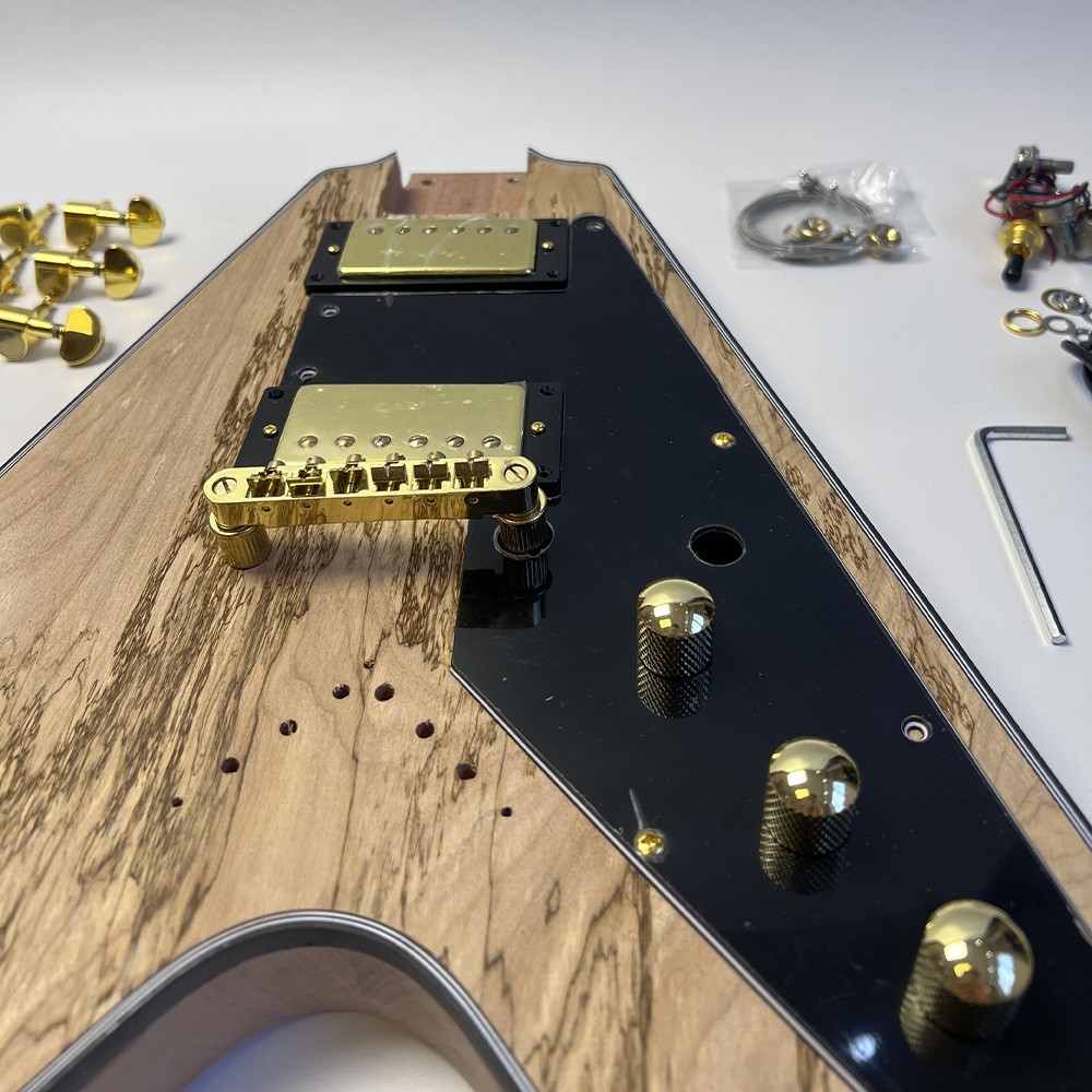 DIY Electric Guitar Kits Unfinished Spalted Maple Top FREE SHIP Bone Nuts