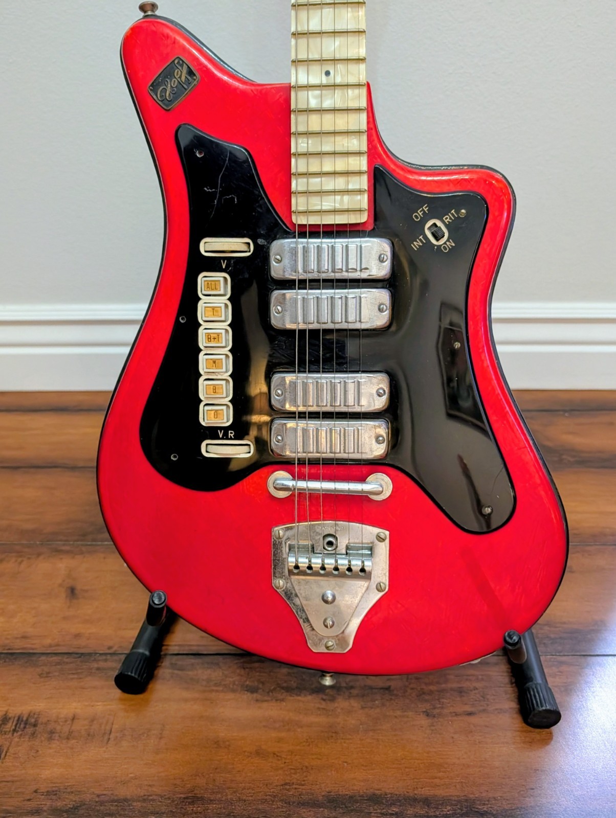 Hopf Eko Gemelli 320 Electric Guitar Red Offset Body Vintage 1960s