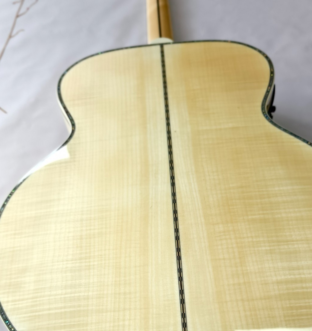 Natural Finish SJ-200 Style Jumbo Acoustic Guitar, Spruce Top & Abalone Inlays