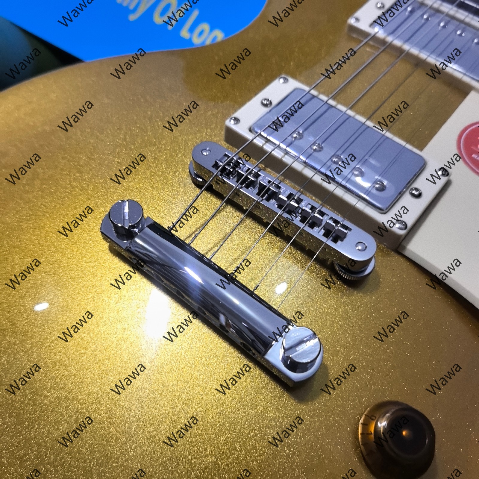 Single Cut Electric Guitar Gold Sparkle Finish Ebony Fretboard Dual Humbuckers