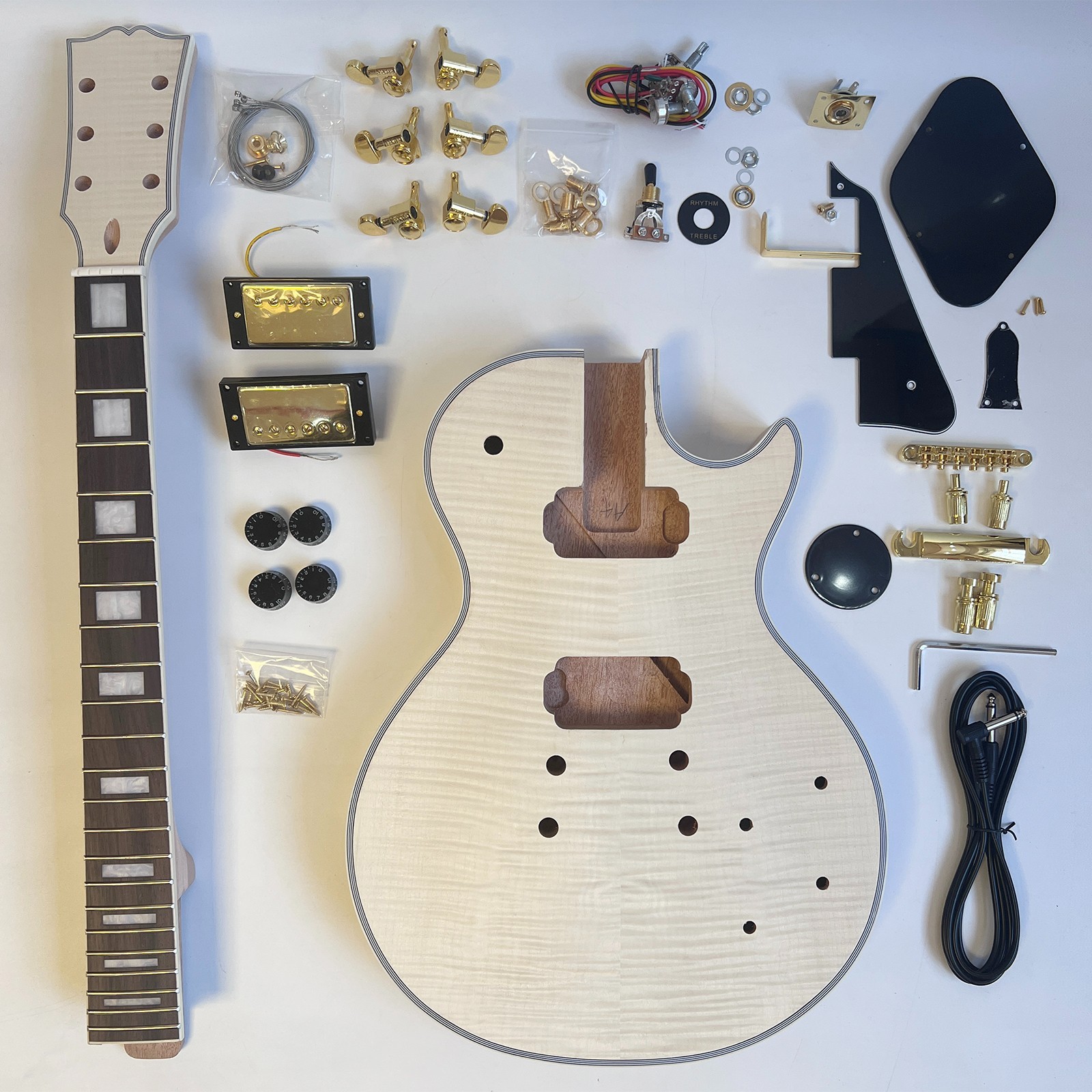 Unfinished DIY Electric Guitar Kits GD Archtop Binding Flame Maple Top FREE SHIP
