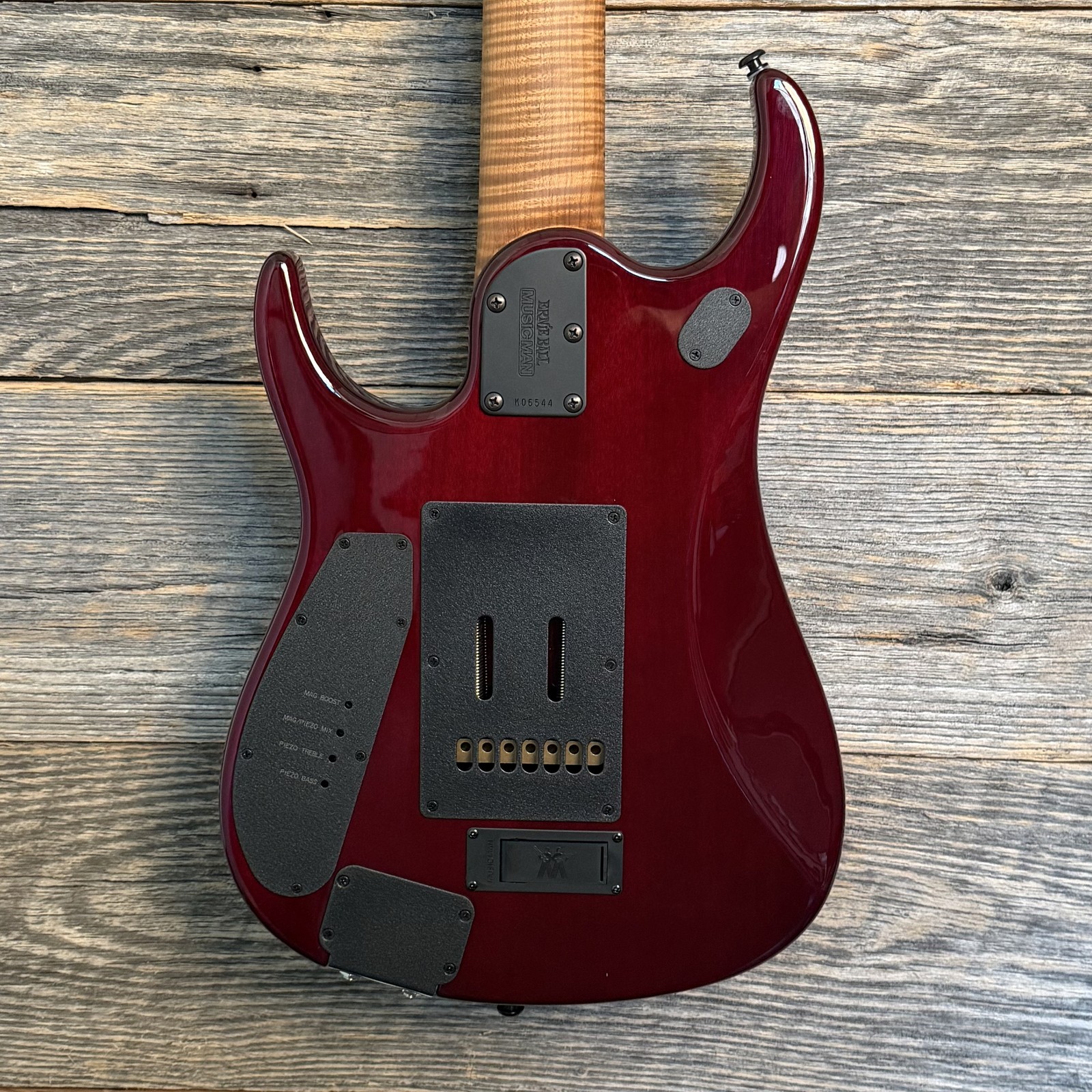 Ernie Ball Music Man JP15 7-String Electric Guitar – Red Tide Quilt