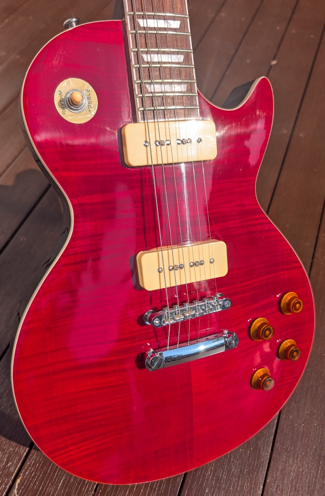 LP Red Maple Flame Top P90 Pickups Electric Guitar