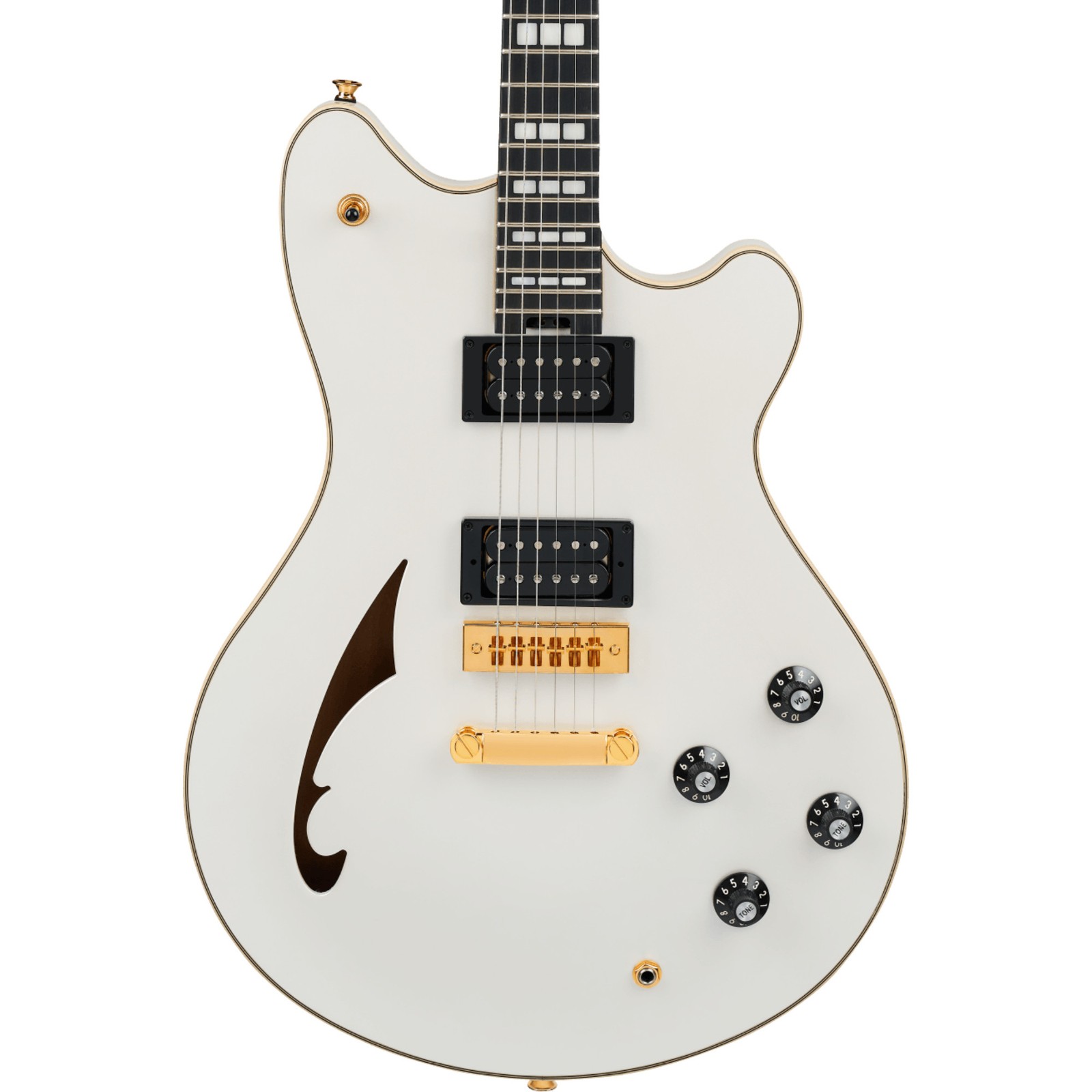 EVH SA-126 Special Semi-Hollow Electric Guitar, Ebony, Platinum Pearl Metallic