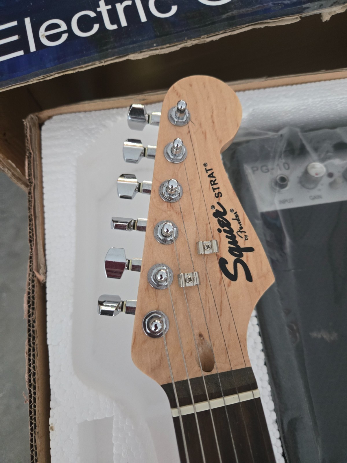 electric guitar, Justin, strap, amplifier, case, strings, picks, new in box