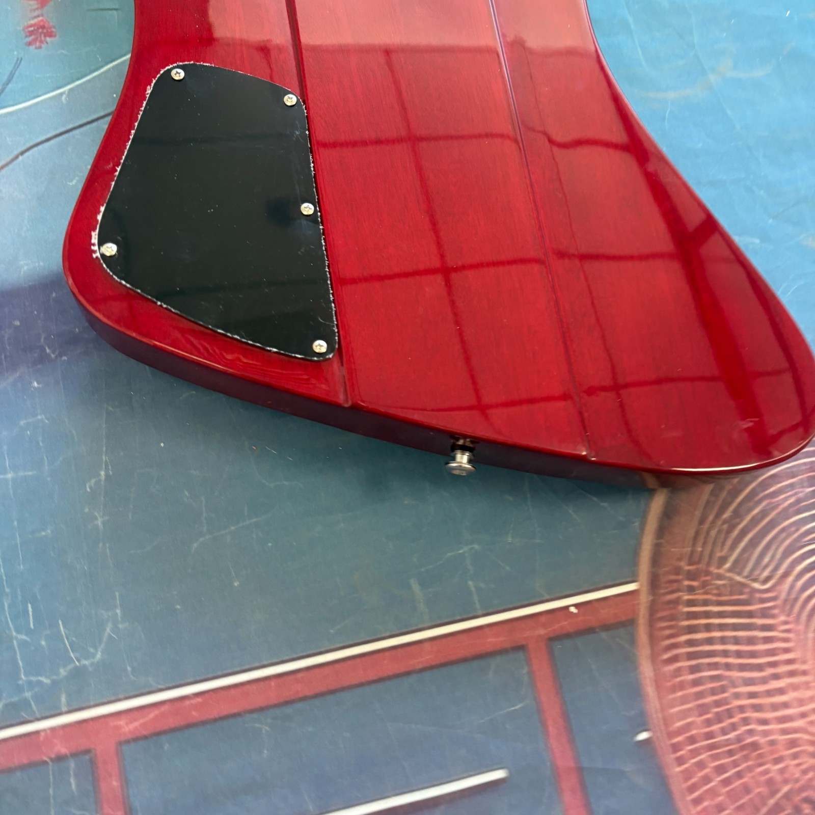 Custom Red Firebird Style Electric Guitar Rosewood Fingerboard Chrome Part