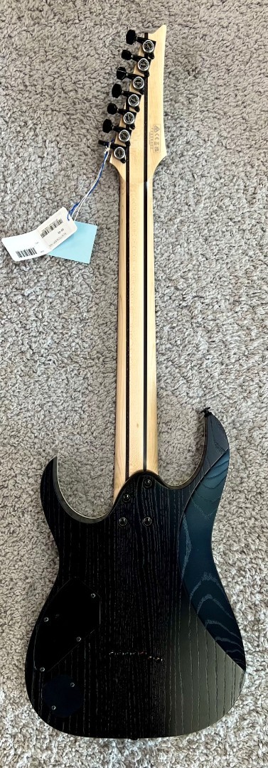 Ibanez Prestige 7-String Electric Guitar w/Case, Weathered Black RGR752AHBFWK