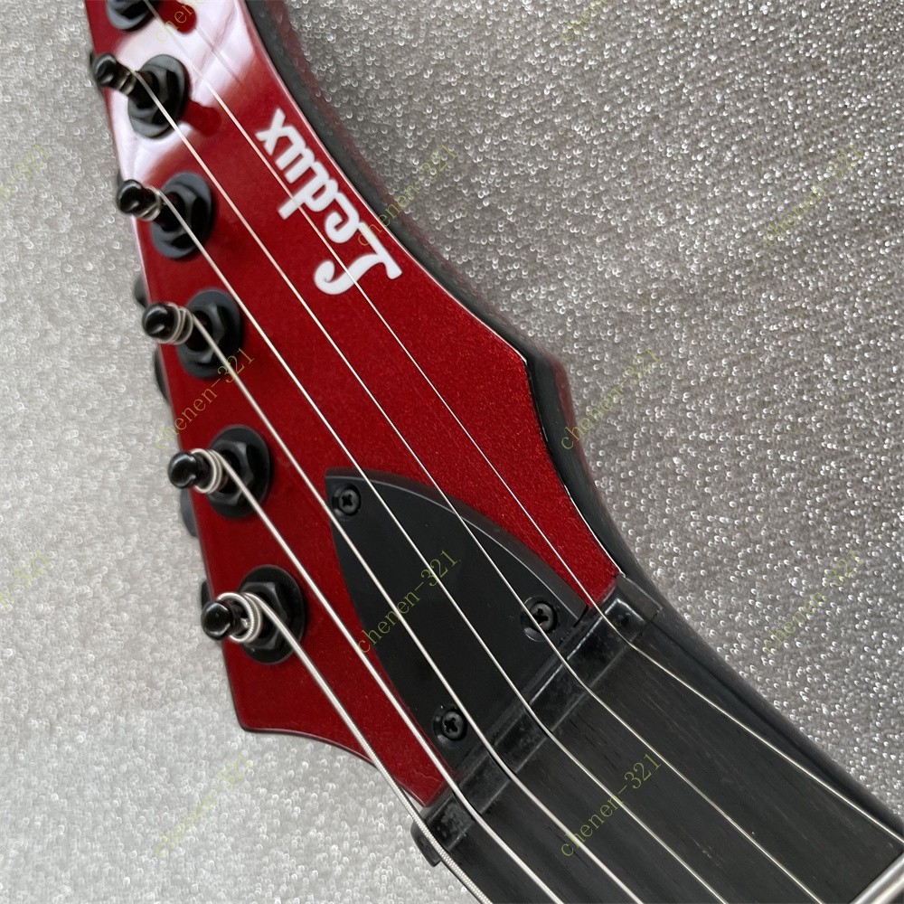 Ledux Solid Body Electric Guitar HH Pickup Fixed Bridge Metallic Red Fast Ship