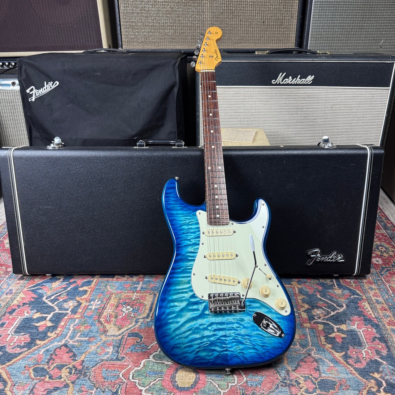 Fender FSR Quilt Top Stratocaster Model ST62-QT-AQB – Aquamarine Blue