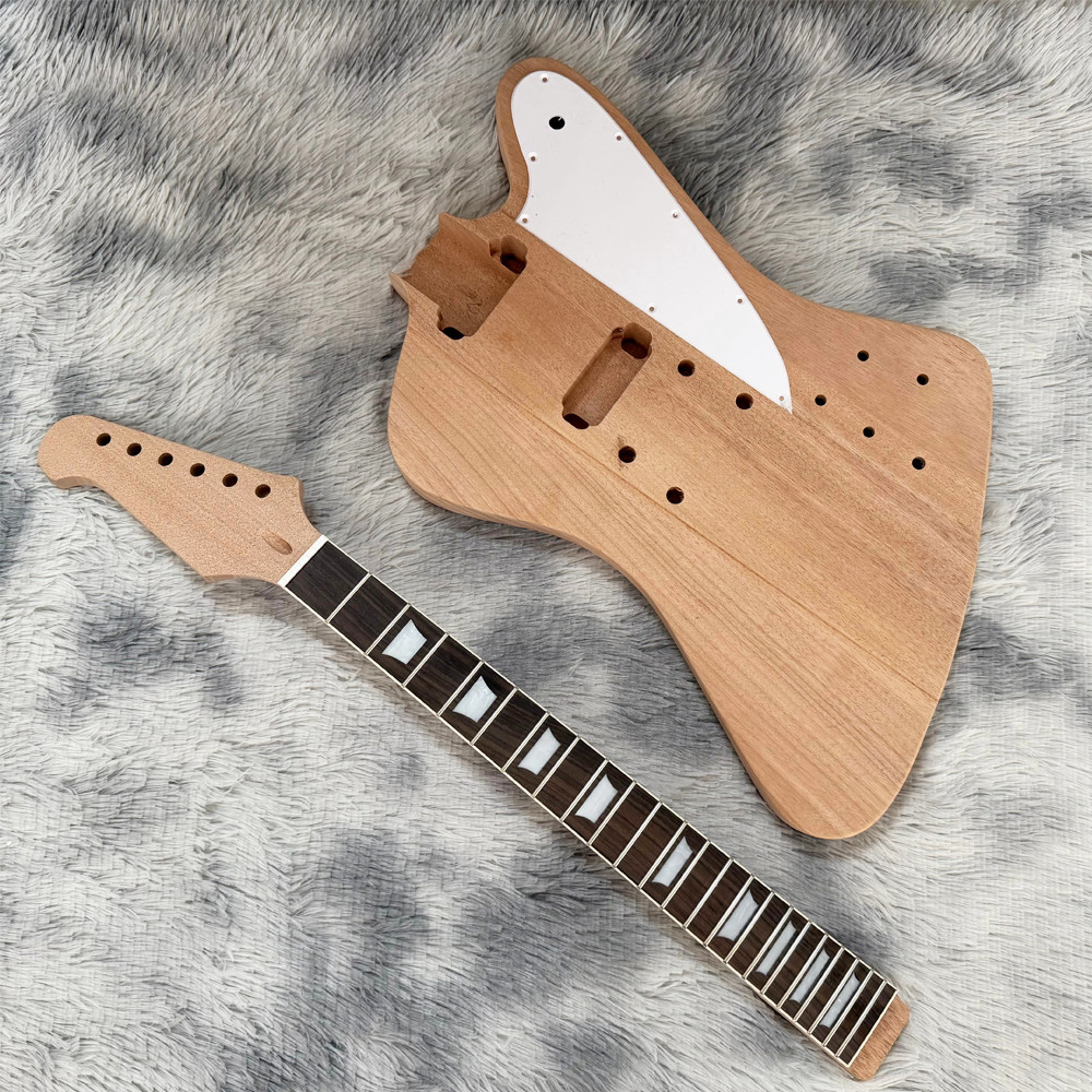 Unfinish Firebird DIY Electric Guitar Kit 2pcs Mahogany Body CR Part