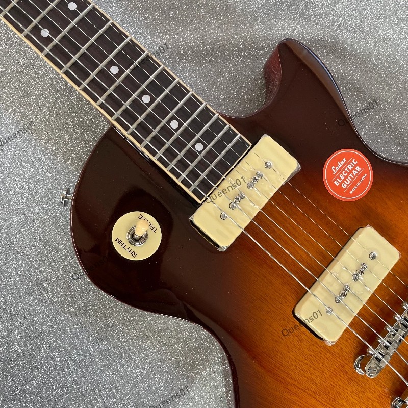 Electric Guitar Stainless Steel Frets 2 P90 Pickups Solid Body Tobacco Sunburst