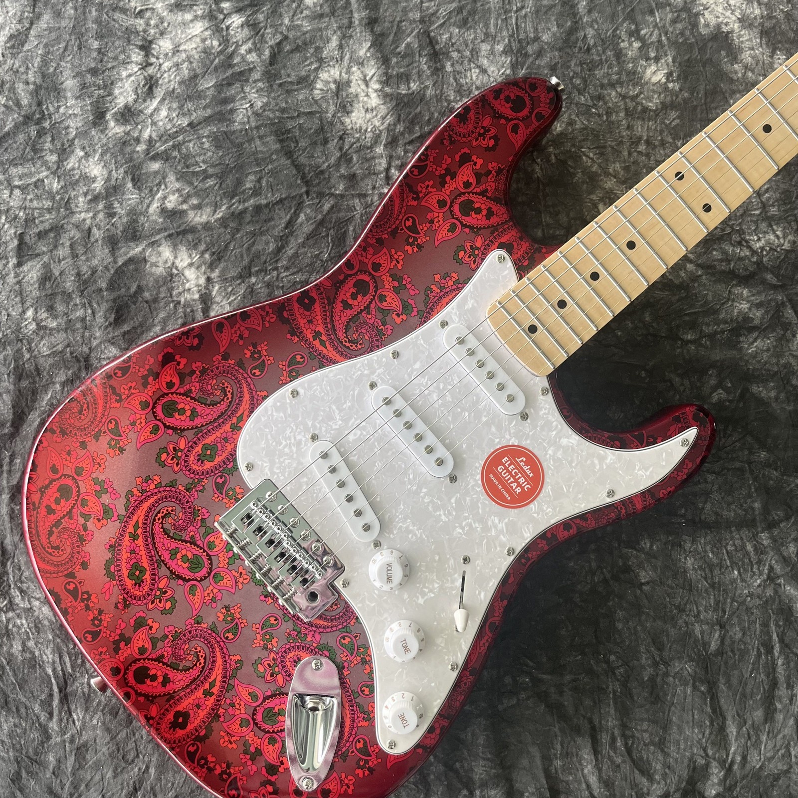 Red S-T Burst Paisley Electric Guitar Stainless Rounded fret Edge no logo