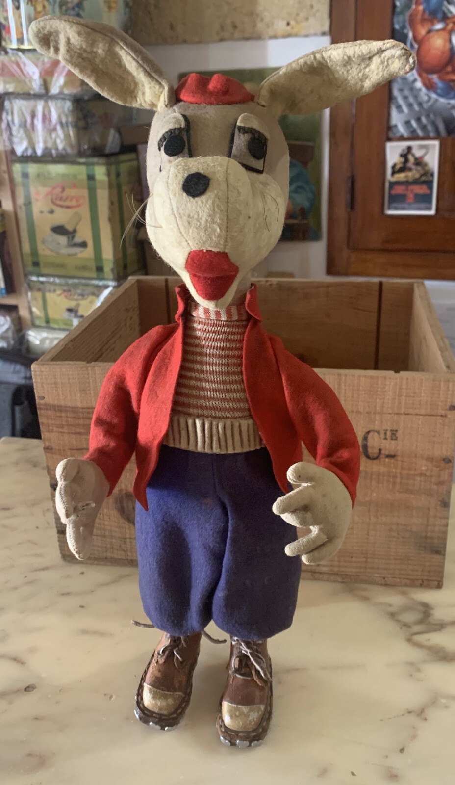 VINTAGE large 16 ” TOY FELT DOLL LENCI PANNOLENCI 1950s