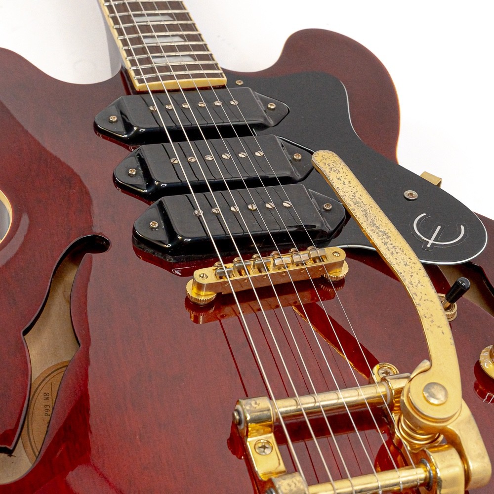 Epiphone Riviera Custom P93 Semi-Hollow Electric Guitar Wine Red w/ Bigsby P90s