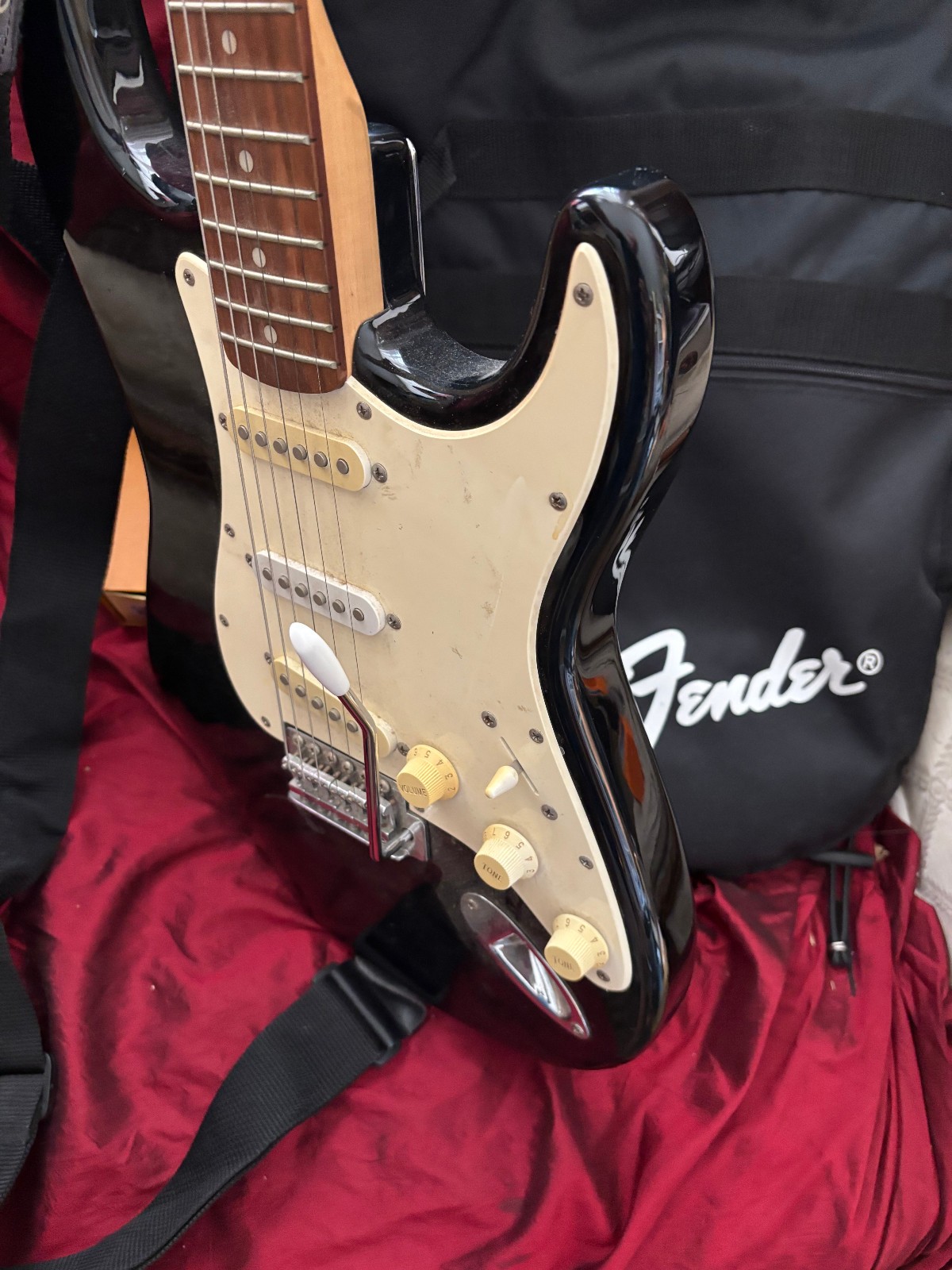 Squier Strat by Fender Electric Guitar 2009 Great Condition ProSetup Soft Case