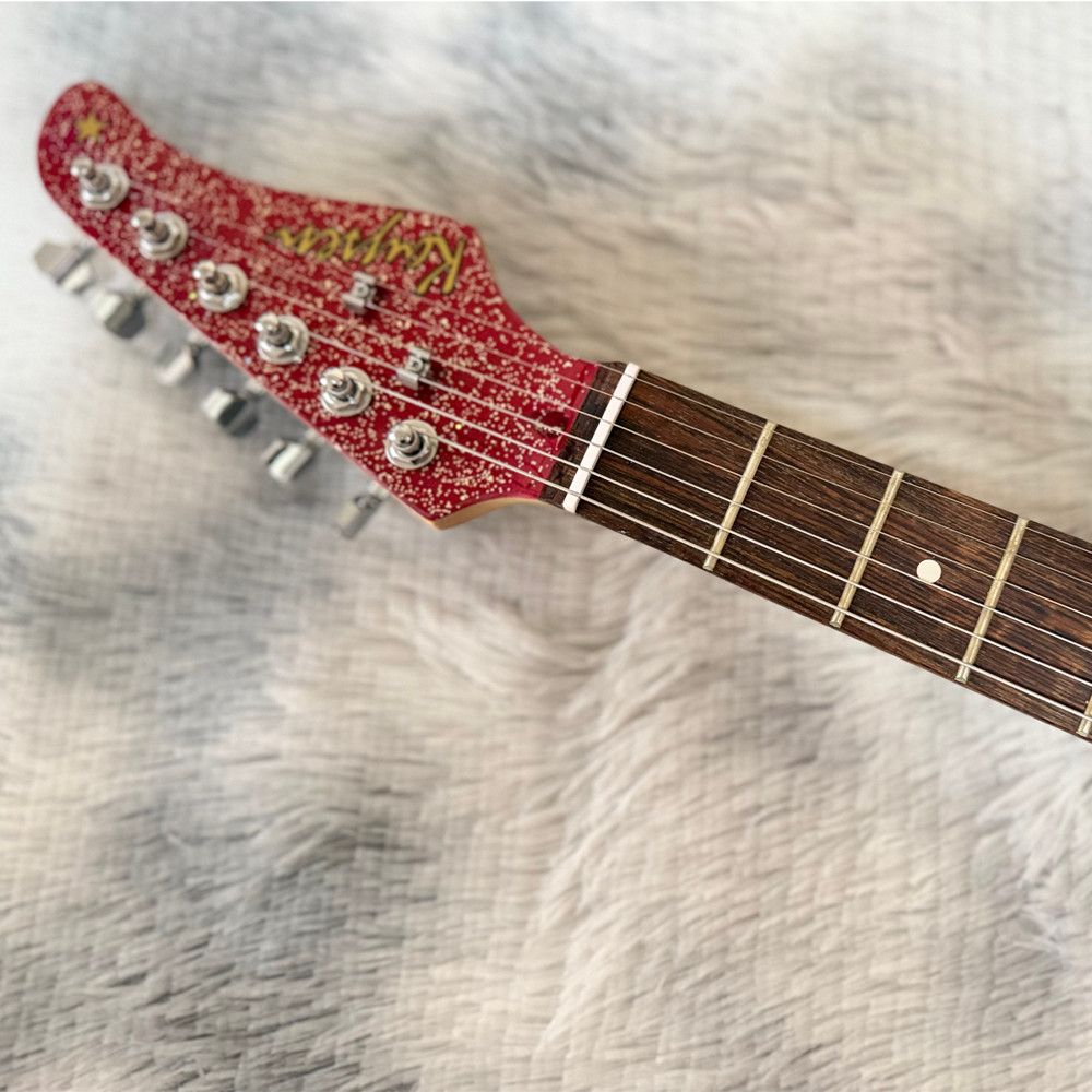Red ST Electric Guitar SSS Pickups White Pearl Guard Free Shipping