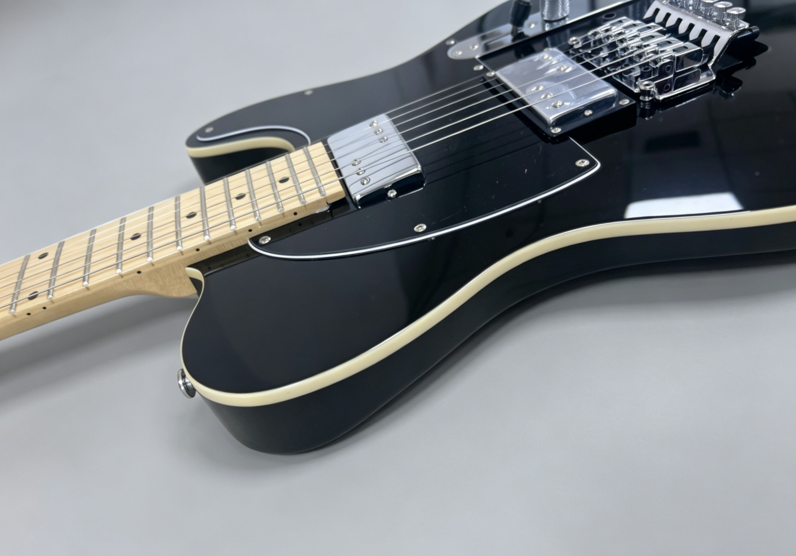 US STOCK gloss Black TL Style Guitar Floyd Rose Tremolo Maple Neck Fast Ship