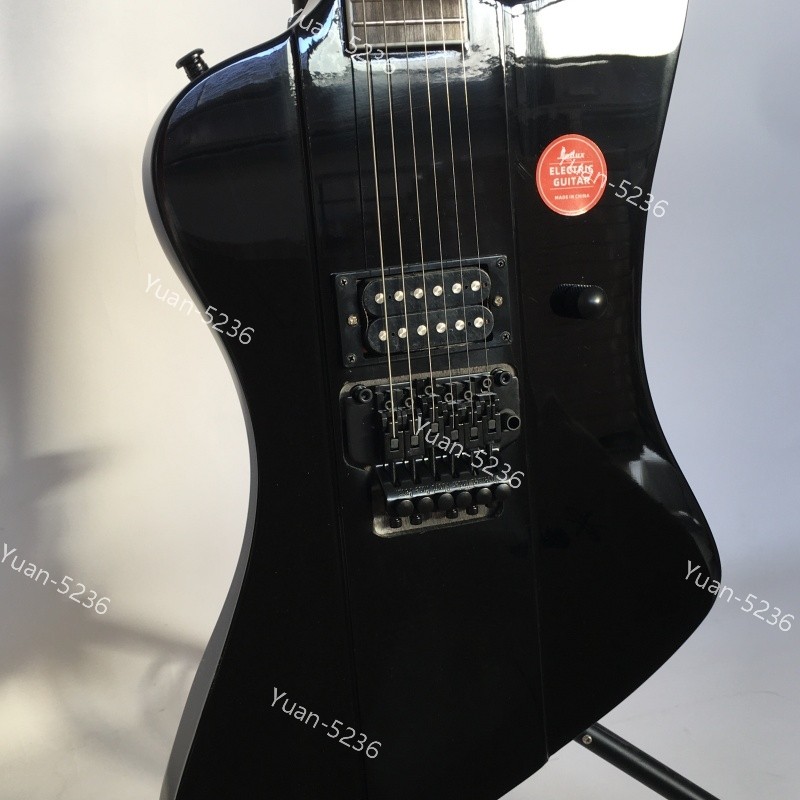 Solid Body Black Electric Guitar FR Bridge Scale Length 648mm Stainless Fret