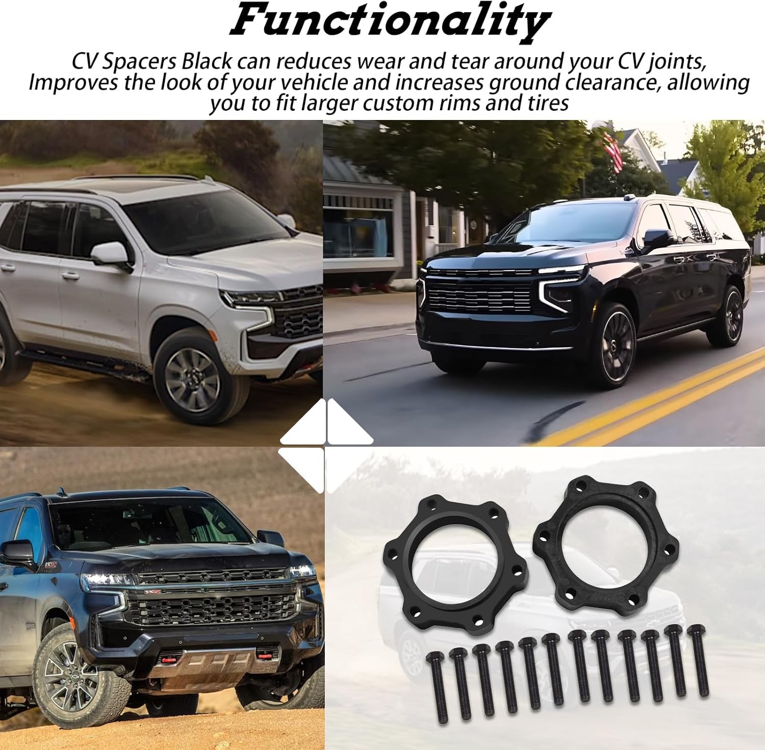 CV Spacers with Hardware Compatible with 99-16 Chevrolet GMC 1500 Pickups,00-…