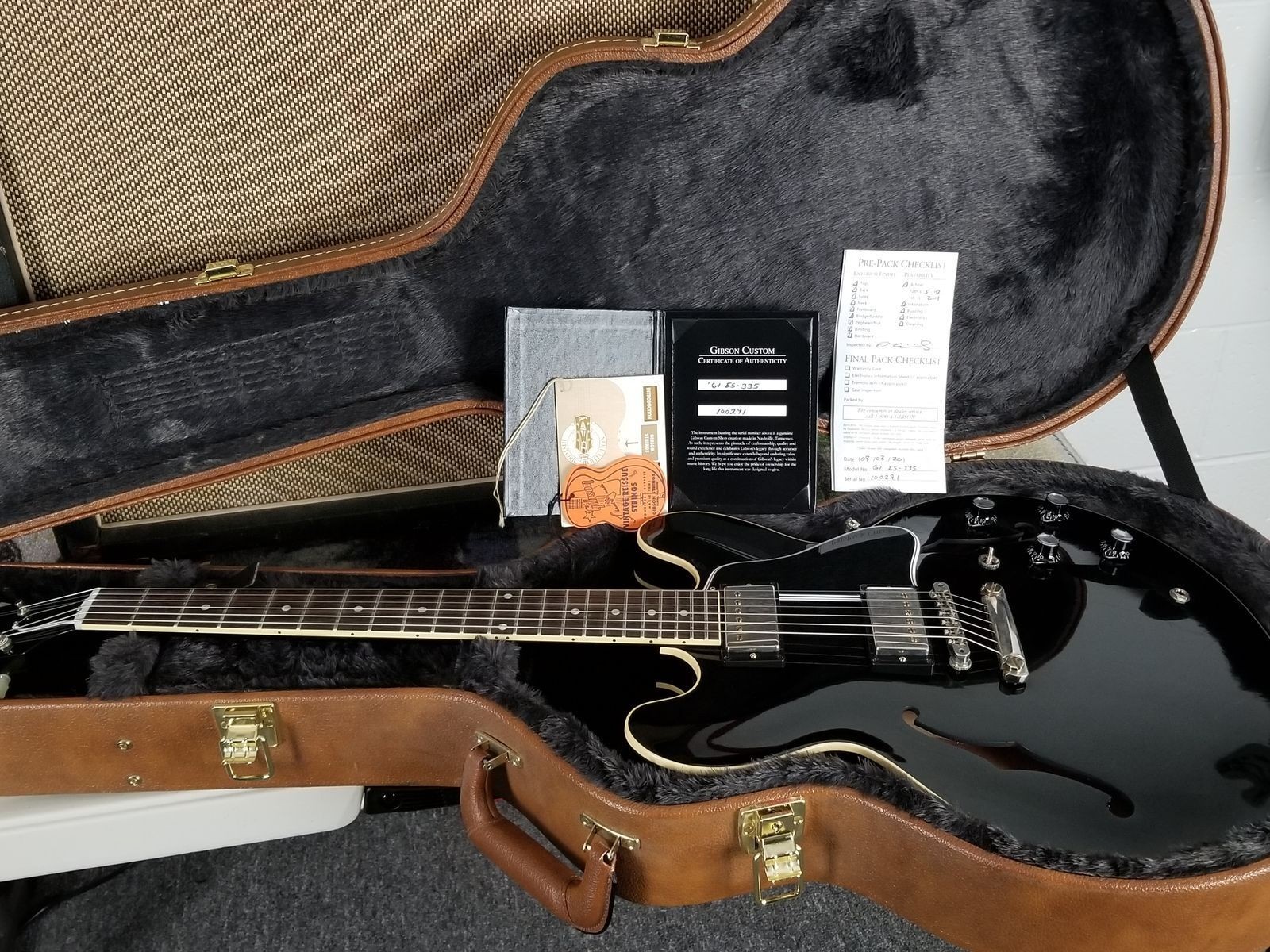 2020 Gibson Custom Shop ’61 ES-335 Reissue Ebony VOS Finish COA Included! (301)
