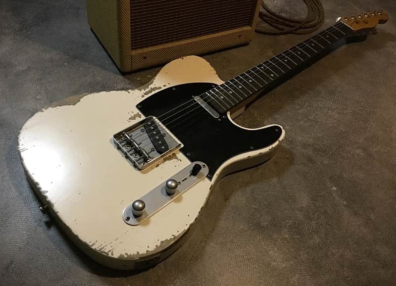 USA Relic Tele Style Electric Guitar Road Worn White by Nate’s Relic Guitars