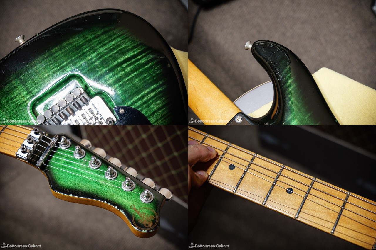 Valley Arts Custom PRO USA – Green Sunburst – “1P Flame Maple Body!!” Used Elect