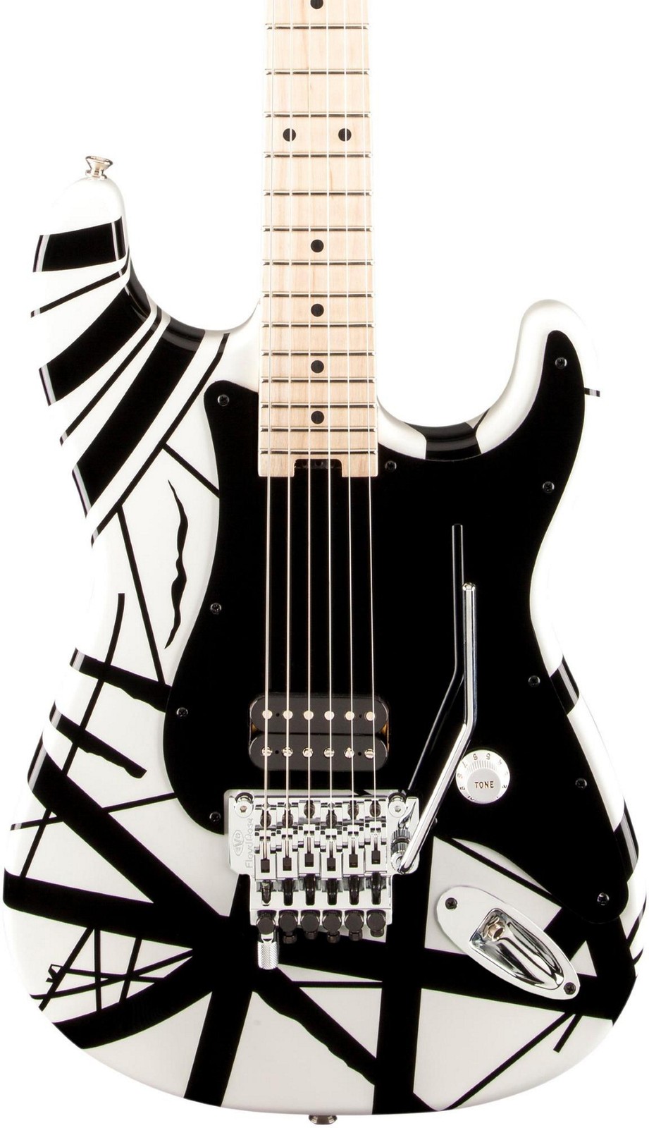 EVH Striped Series Electric Guitar White with Black Stripes