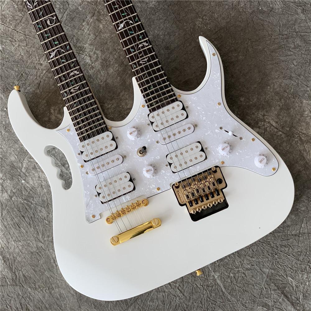 Factory Direct Sales Brand New 12+6 Strings Double Neck White Electric Guitar