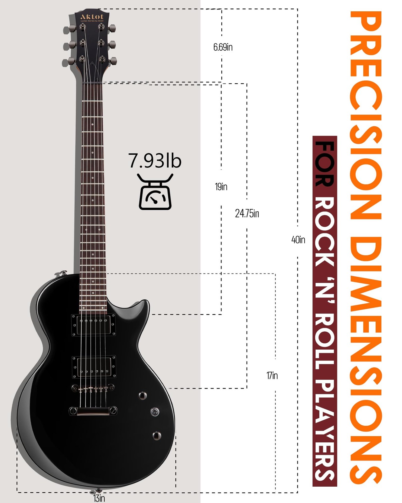 AKLOT 24-Fret Electric Guitar Kit, 40 inch Single Cut (LP Style), Modern Playabi