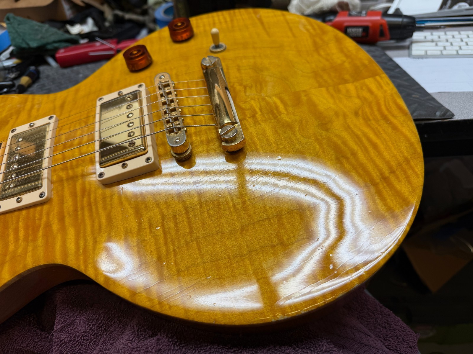 2006 Gibson Les Paul Standard Doublecut DC Plus Amber Flametop YAMANO w repair