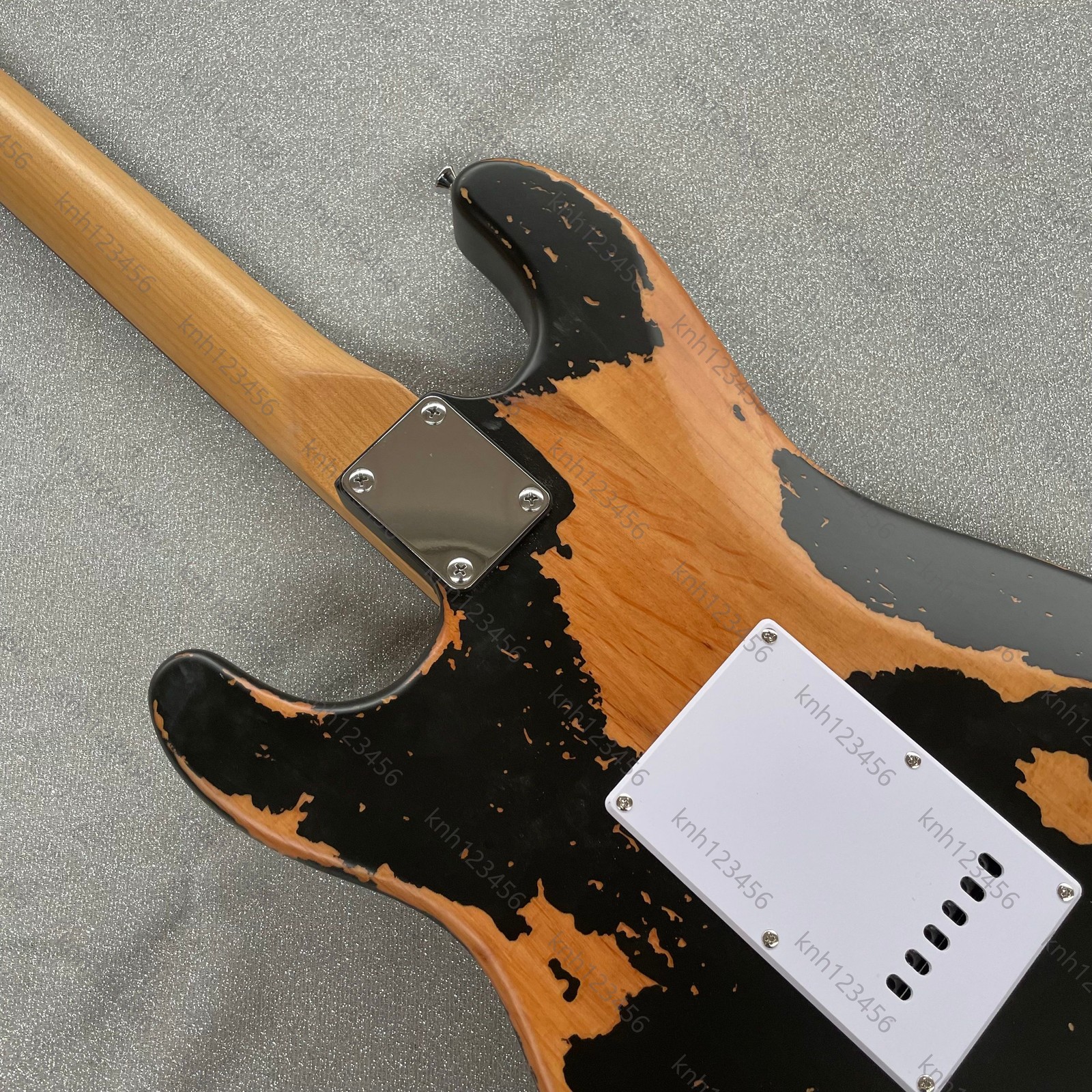 Worn Black Double Cut Electric Guitar Tremolo Bridge SSS Pickups Free Shipping