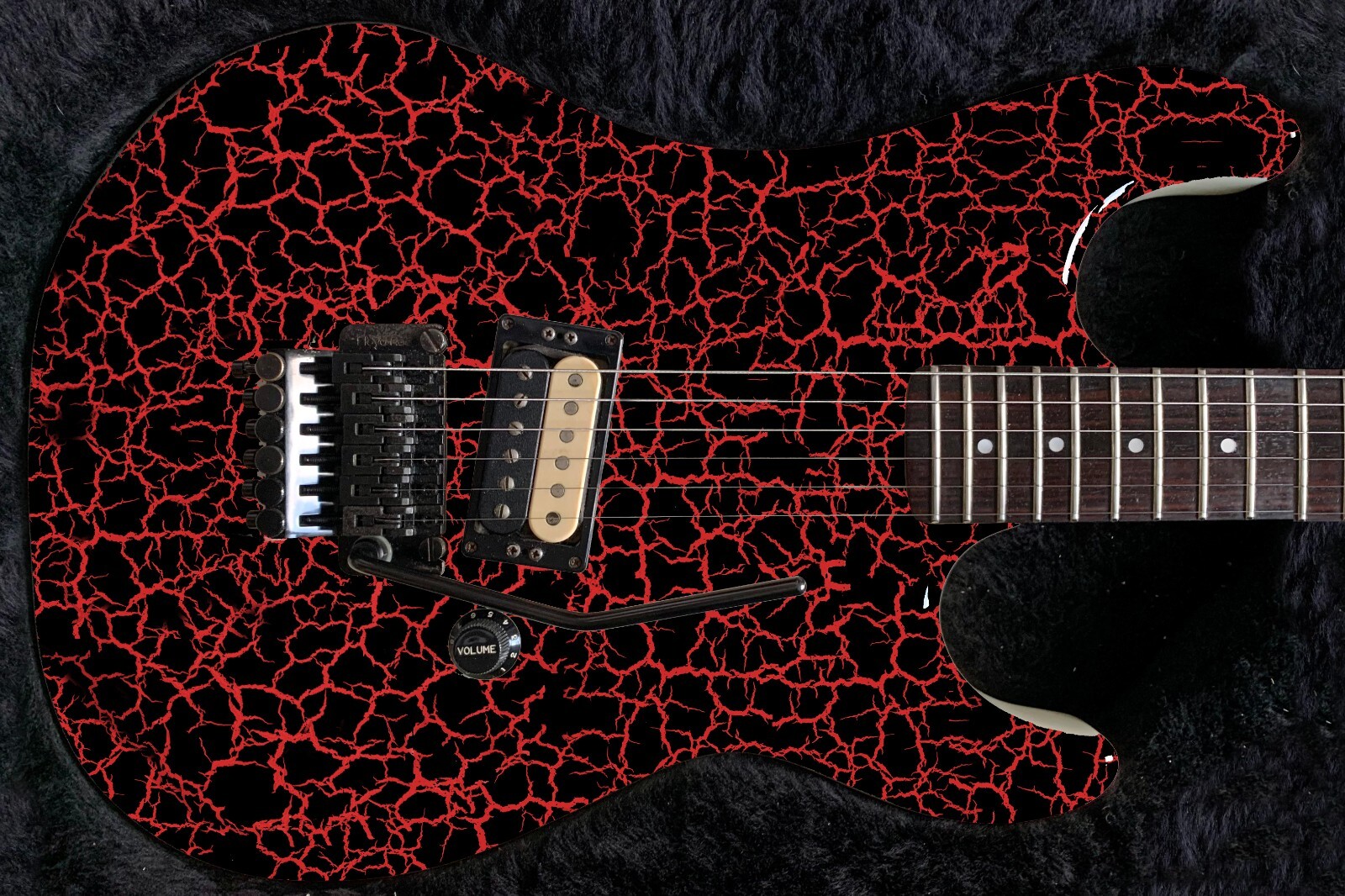 Guitar Wrap Skin Axe Re-Skin Iconic 80’s 6 Volt Crackle Back in Black 1219