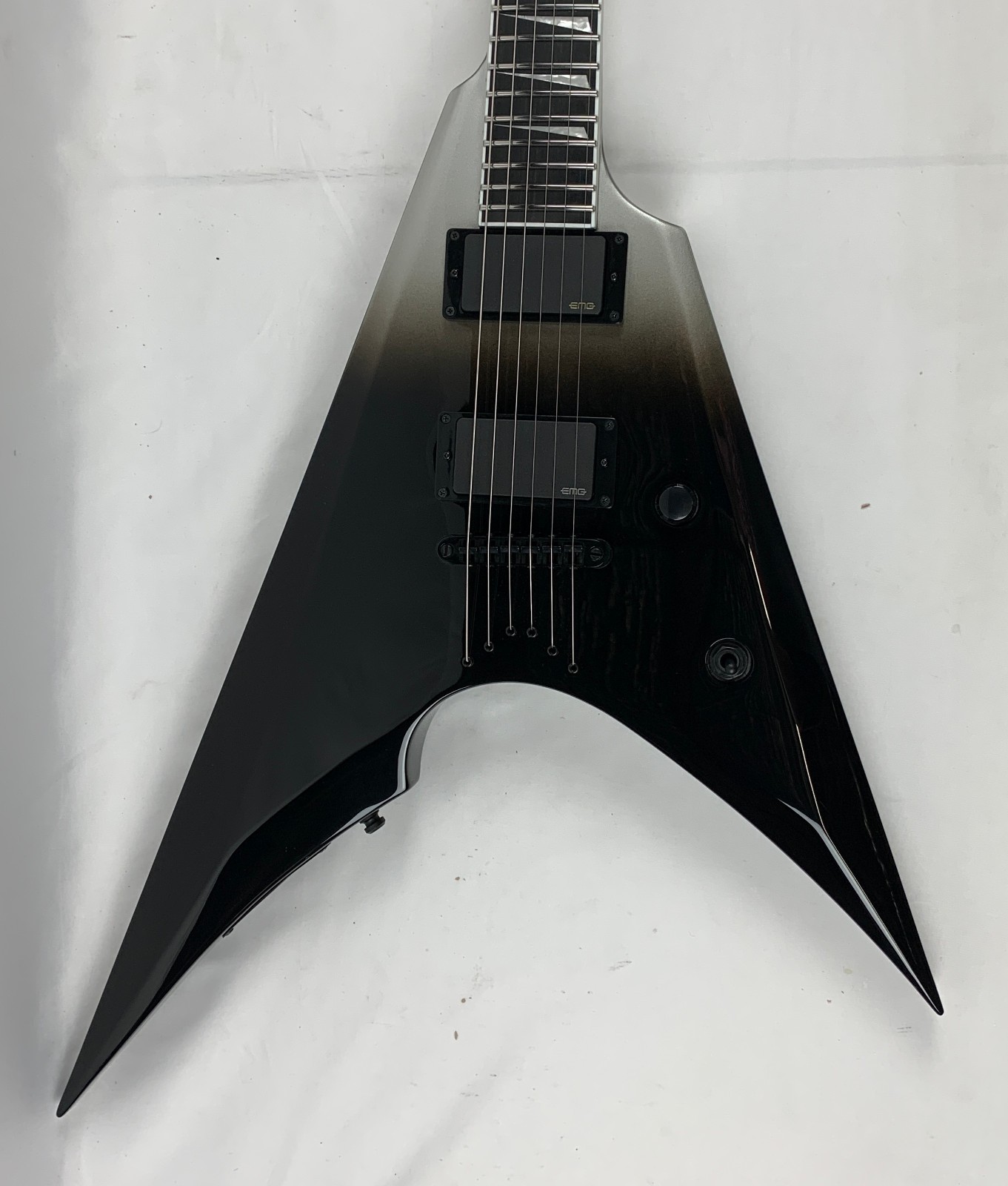 ESP E-II Arrow NT Black Silver Fade Electric Guitar + Case B-Stock Stoptail
