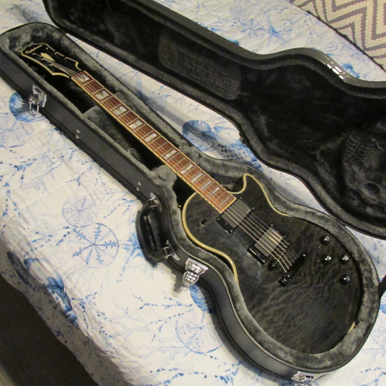 Les Paul Custom Prophecy Plus Epiphone Shop Original Case Black/Green