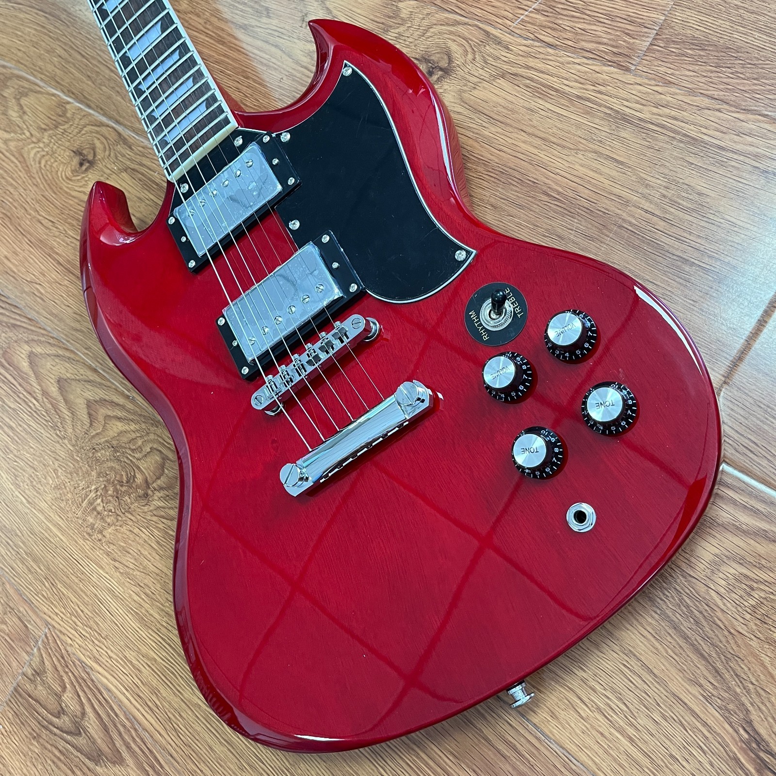 Custom Red SG Style Electric Guitar Rosewood Fingerboard Chrome Part