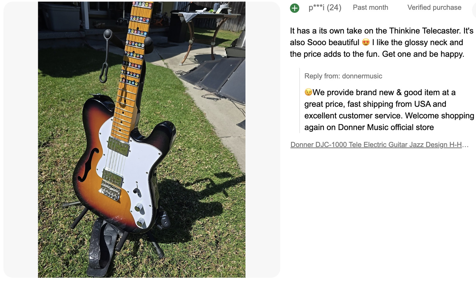 🎸 Donner DJC-1000 Tele Jazz Electric Guitar HH Pickup With Gig Bag Strap Cable