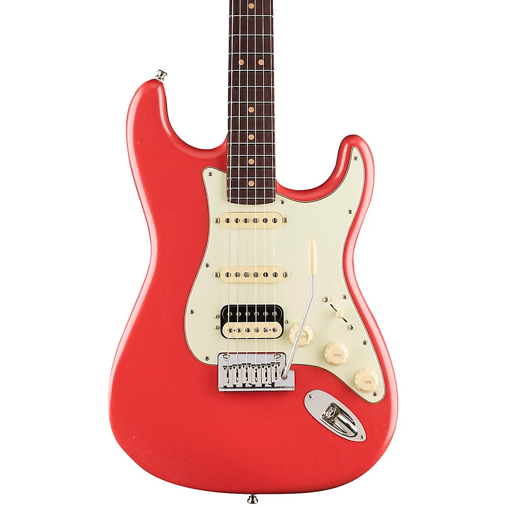 Fender American Ultra Luxe Vntg 60s Stratocaster HSS Rosewd FB Guitar Fiesta Red