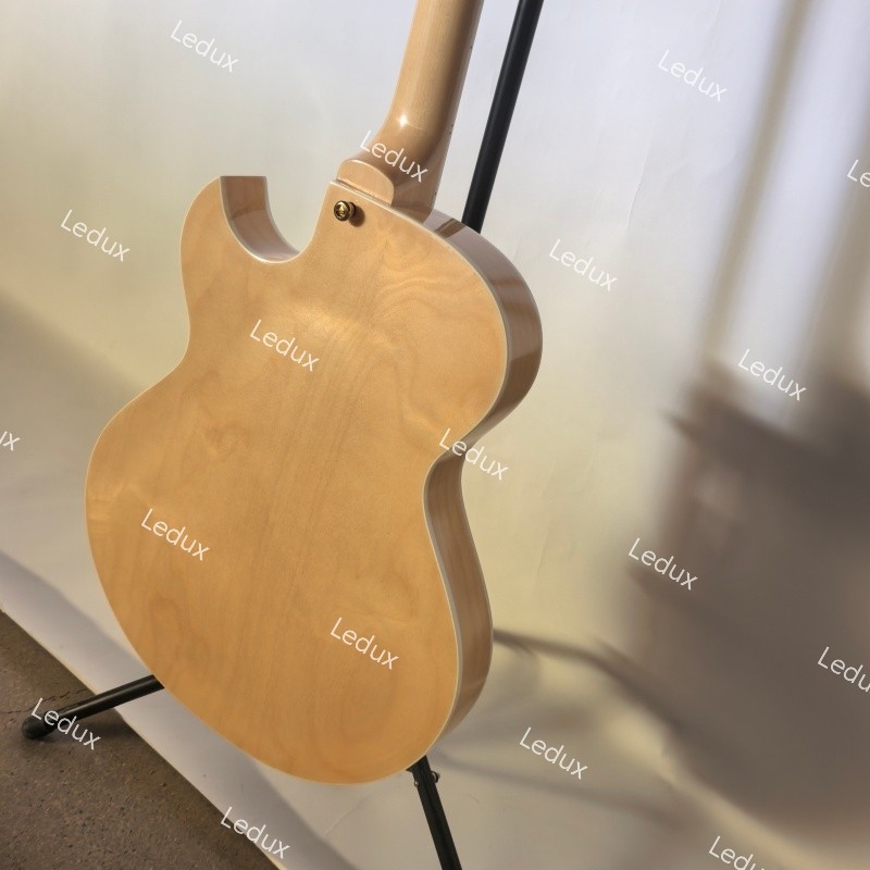 Custom Hollow Body Electric Guitar Bone Nut Archtop Soundboard Gold Fastshipping