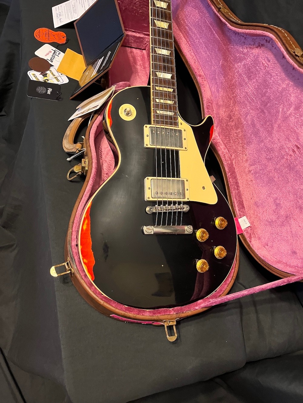 2017 Gibson Custom Shop Les Paul Standard Painted Over Aged Ebony Cherry/Sunburs