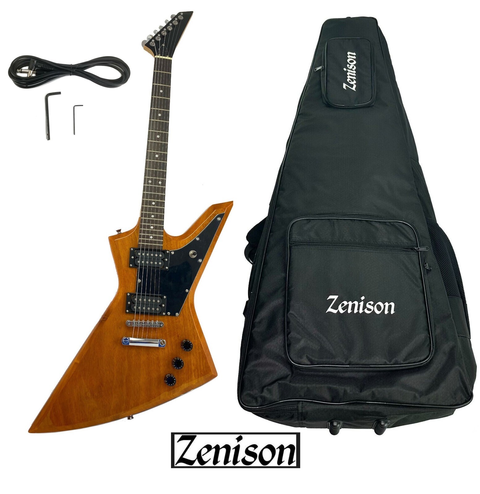 Zenison Rock Style Natural Electric Guitar Solid Body & Plush Back Pack Gig Bag