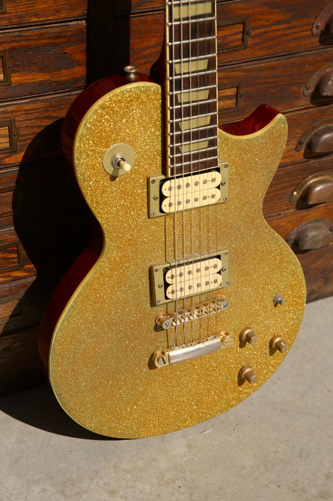 Vintage Electric Guitar gold metal flake sparkle custom Japan 6 String 60s 70s