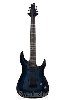 Schecter Omen Elite-7 Electric Guitar – See Thru Blue Burst